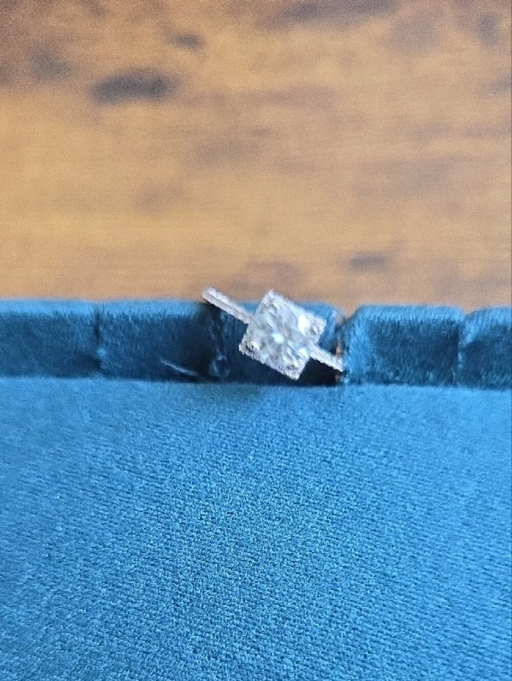 Delicate Sterling Silver Clear Moissanite Engagement Halo Ring
